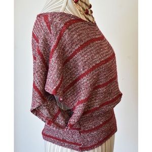 Papaya Maroon & Gray Open Knit Striped Sweater EUC
